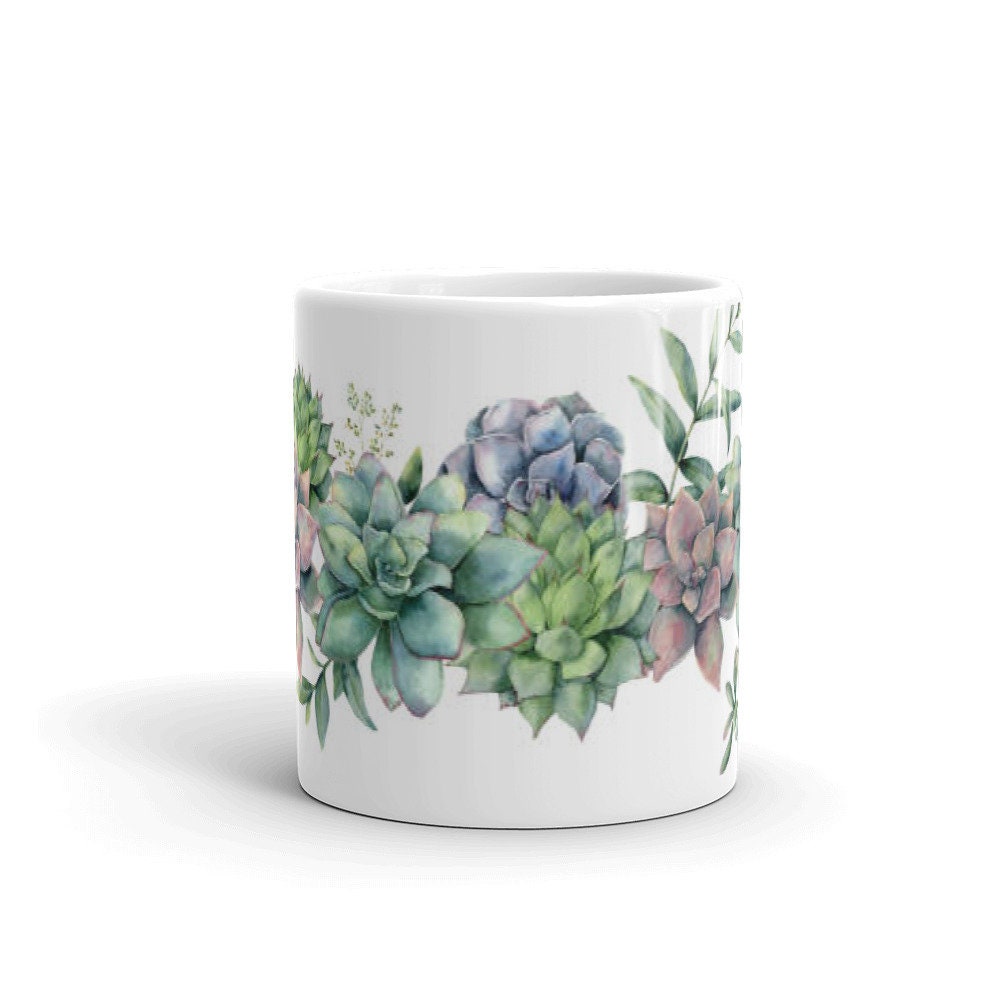 Succulent Coffee Cup Coffee Mug Coffee Lover Succulent Etsy