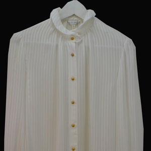 Dote Vintage 1950&#39;s Lui Jeans Dore Fancy Button camisa blusa blanca elegante manga classic collar designer casual wear *GOT IMPERFECTION**