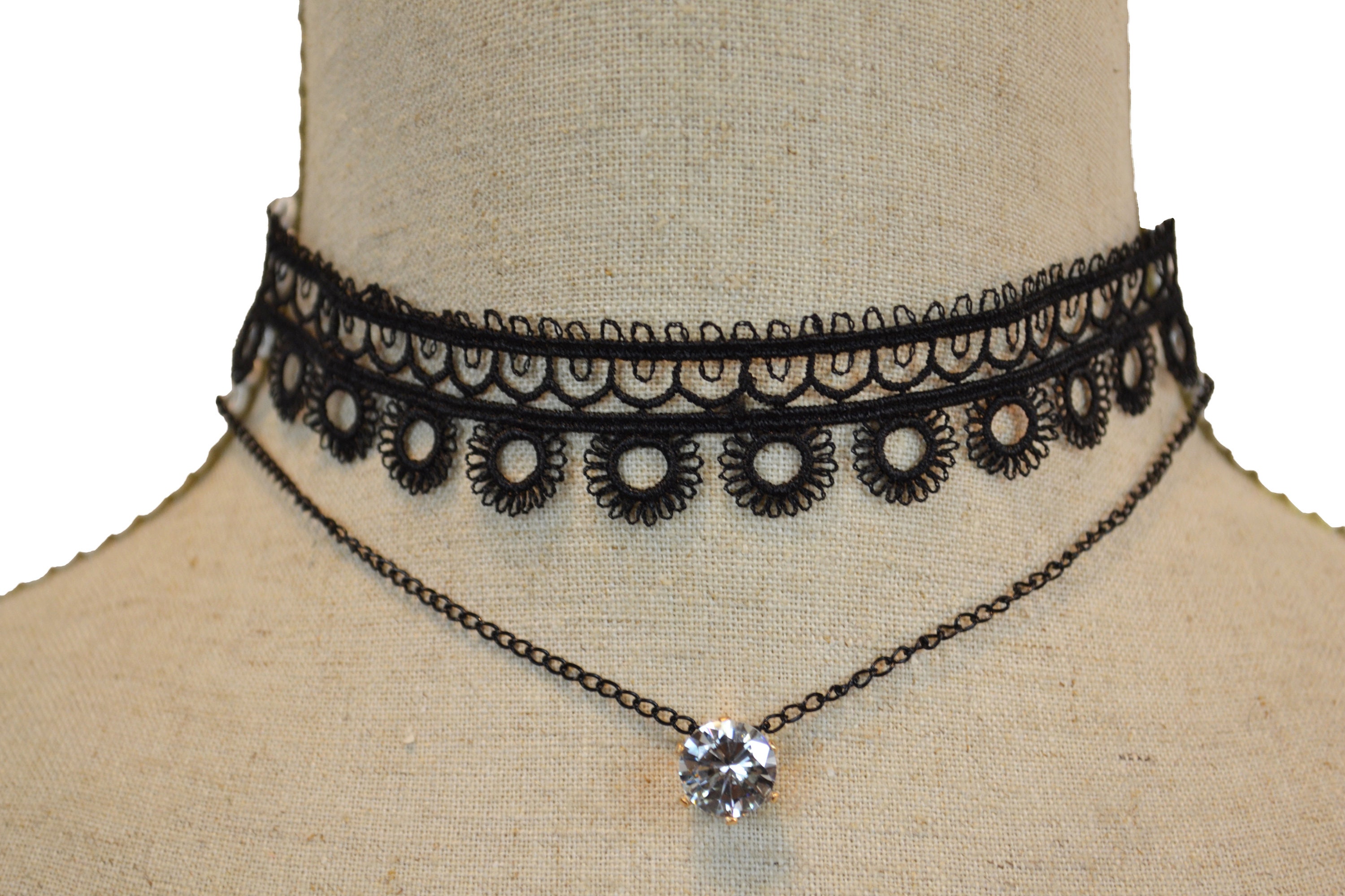 Dote Vintage Victorian Style Black Shinny Stone Gothic