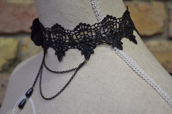 Dote Vintage Victorian Style Black Chain Gothic Choker Necklace Tassel Pendant Adjustable Stunning Steampunk Lolita Jewellery Wedding Party