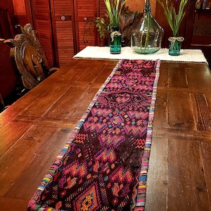 Colorful Guatemalan Huipile Table Runner - No Fringes