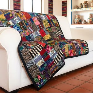 Handmade Guatemalan Mixed Huipile Embroidered Blanket