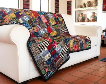 Handmade Guatemalan Mixed Huipile Embroidered Blanket