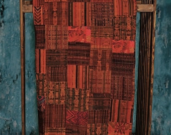 Handmade King-size Rust and Terracotta Guatemalan Patchwork Quilt Set