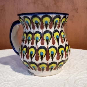 Hand Painted, Hand Thrown Ceramic "Peacock Mug"