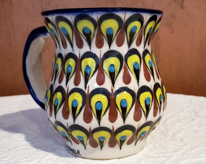Hand Painted, Hand Thrown Ceramic "Peacock Mug"