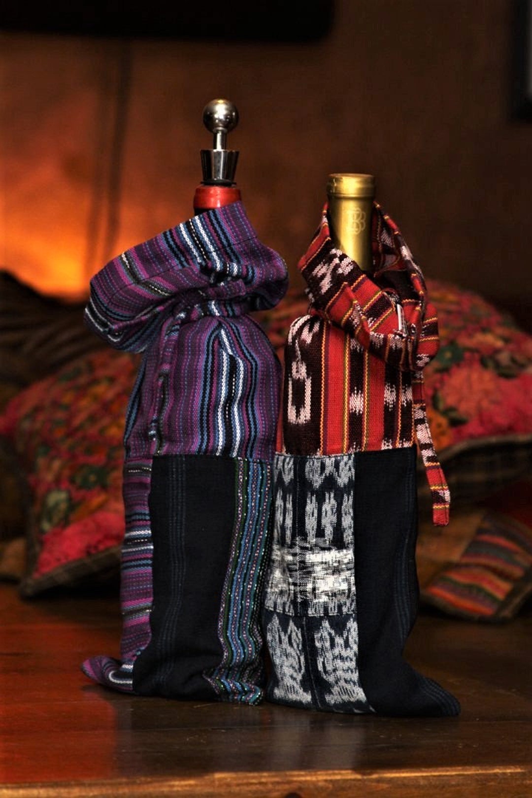 3 Handmade Guatemalan Wine Bags Etsy