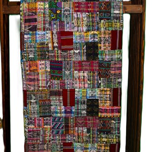 Handmade King-size Rose and Mixed Pastels Guatemalan Patchwork Quilt Set