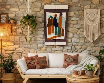 Hand Woven Wool "Tres Hombres" Guatemalan Wall Hanging