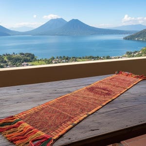 Handwoven Mayan Table Runner: Sun-Kissed Amber Huipile, Guatemalan Textile Art