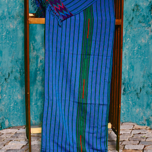 Handmade King Size Vivid Blue Zacualpa Bedspread & Two Matching Throw Pillow Cover Set