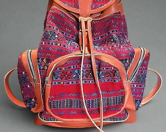 Large Hand-woven Leather & Huipile Backpack - Etsy