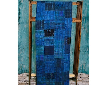 Handmade Queen-size Vivid Blue Guatemalan Patchwork Quilt Set