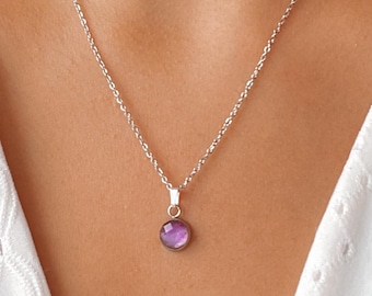 Amethyst Necklace • Purple gemstone necklace with amethyst pendant • faceted • silver or gold • minimalist