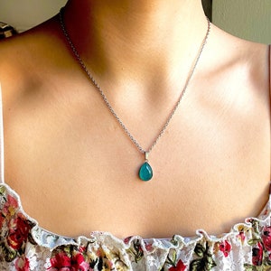 Noble chrysocolla necklace silver • real gemstone necklace • faceted healing stone drops • blue turquoise • minimalist • gift for her