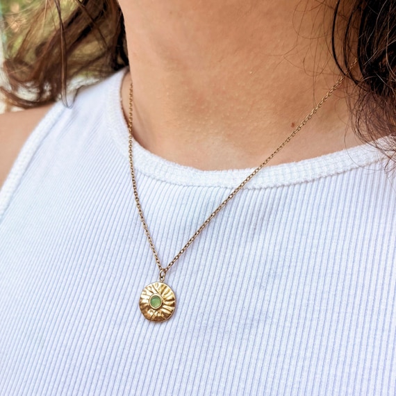 Aventurin Kette gold • Grüne Edelstein Halskette • Naturstein Anhänger • 18k vergoldet  • minimalistisch