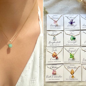 Birthstone Necklace • Personalized Crystal Necklace • Gemstone Necklaces • Gift for Her • Women's Gift • Gold or Silver