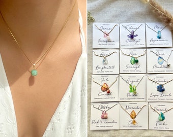 Birthstone Necklace • Personalized Crystal Necklace • Gemstone Necklaces • Gift for Her • Women's Gift • Gold or Silver