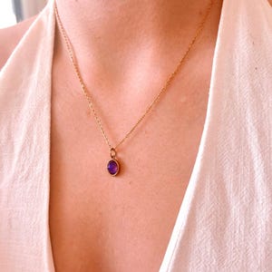 Collana di ametista • Collana di pietre preziose viola con pendente in pietra naturale sfaccettata • Argento o oro • Ipoallergenico