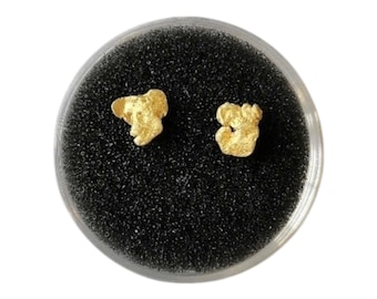 Natural Gold Nugget Stud Earrings, Small Nugget Earrings, Gold Nugget Earrings, Real Alaska Genuine Gold Nugget