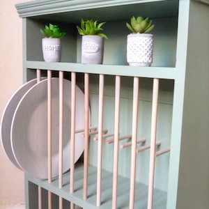 Plate Rack Wall Mounted or Counter Top Wooden Double Rack Will Fit 6 ...