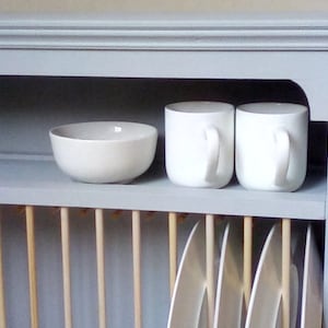 Plate rack wall mounted wooden hand made will fit 1 1&quot; plates 1 4 of them and 14 cups