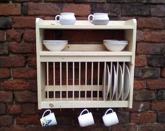 New Modern cabinet wood plate dish rack mugs glasses spice shelf kitch –  HolliWalt