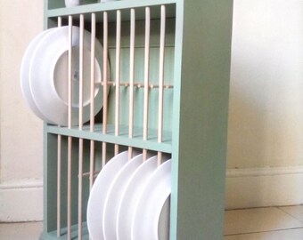 Plate rack wall mounted or counter top  wooden Double rack will fit 6" - 12" plates 20 of them