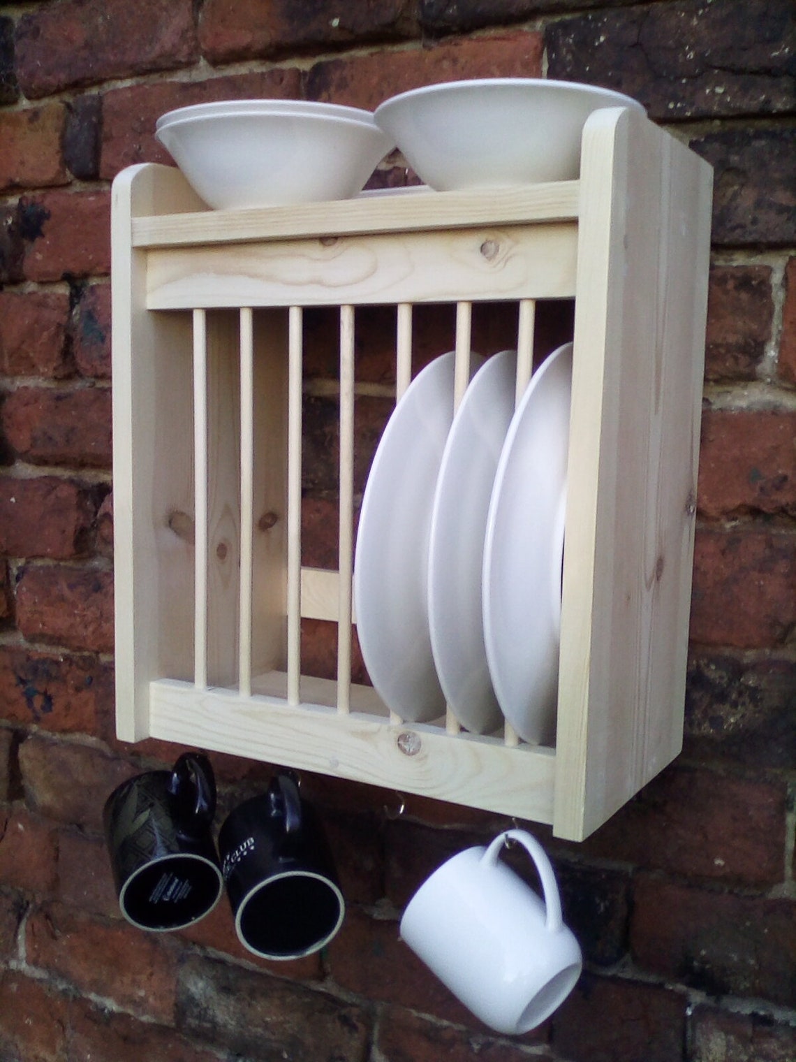 Plat Table Rack Reclaimed Wood Plate Rack With Shelf – Kitchen Storage - Etsy UK