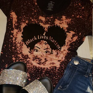 Afro woman, Afro girl,  black lives matter, BLM, bleach dye, personalized t-shirt, Civil rights movement, black history