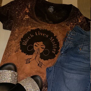Afro woman, Afro girl,  black lives matter, BLM, bleach dye, personalized t-shirt, Civil rights movement, black history