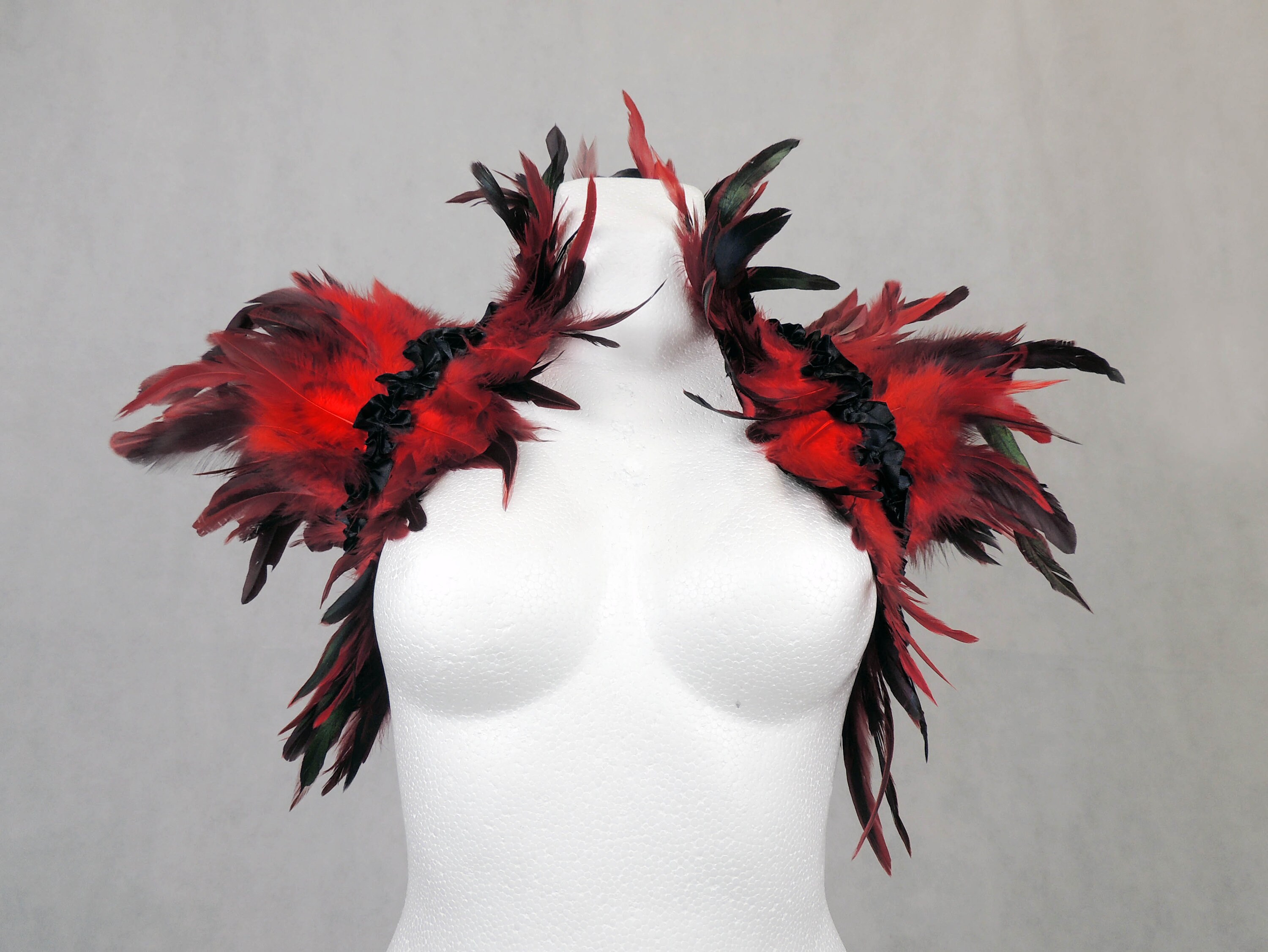 Feather shrug red stole wrap burlesque fantasy costume Etsy