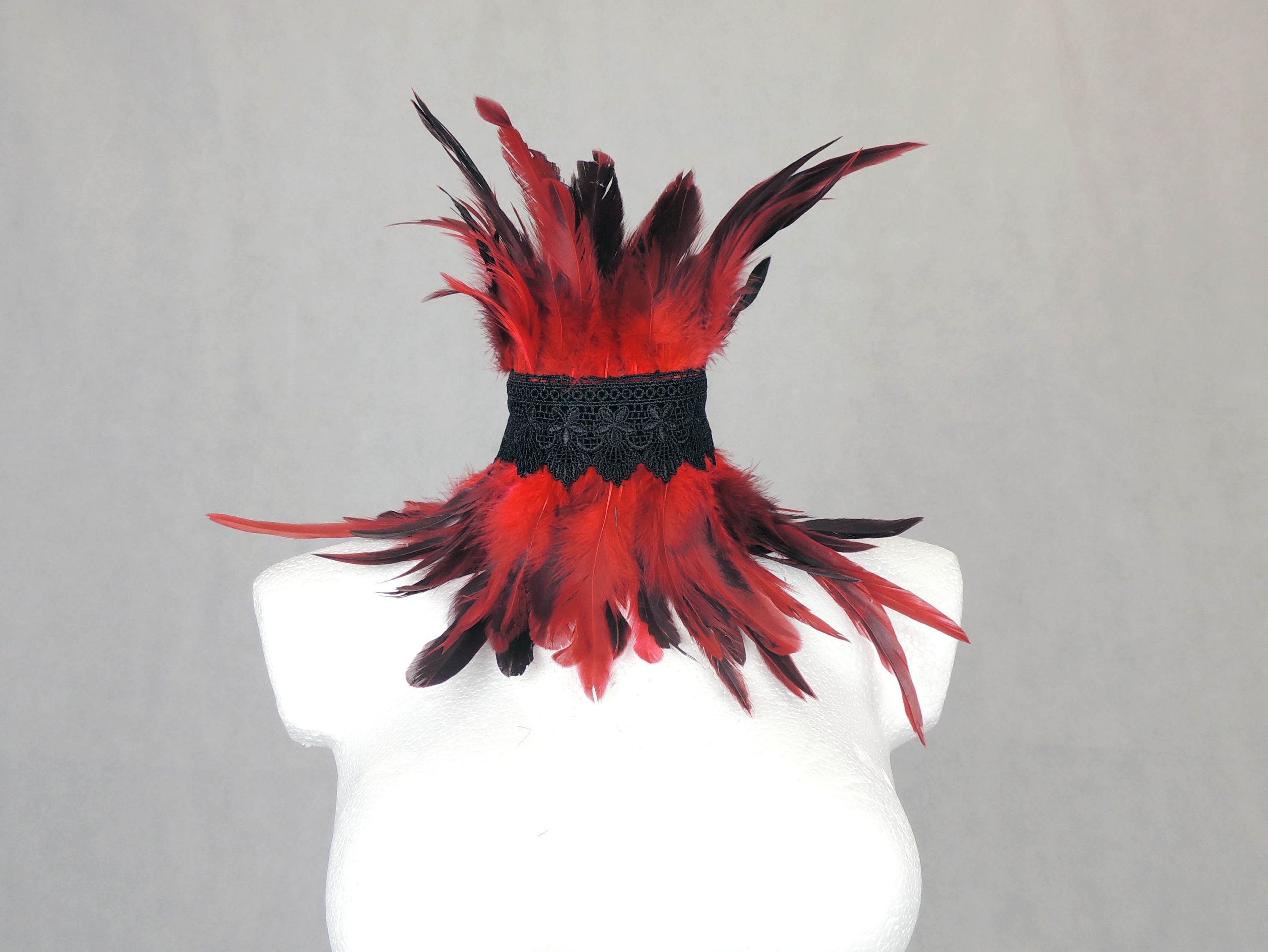 Gothic Feather Collar Red Feather Collar Choker Fantasy Etsy