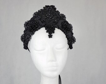 Gothic crown halo headdress headpiece headwear french hood black french hood victorian fantasy halloween