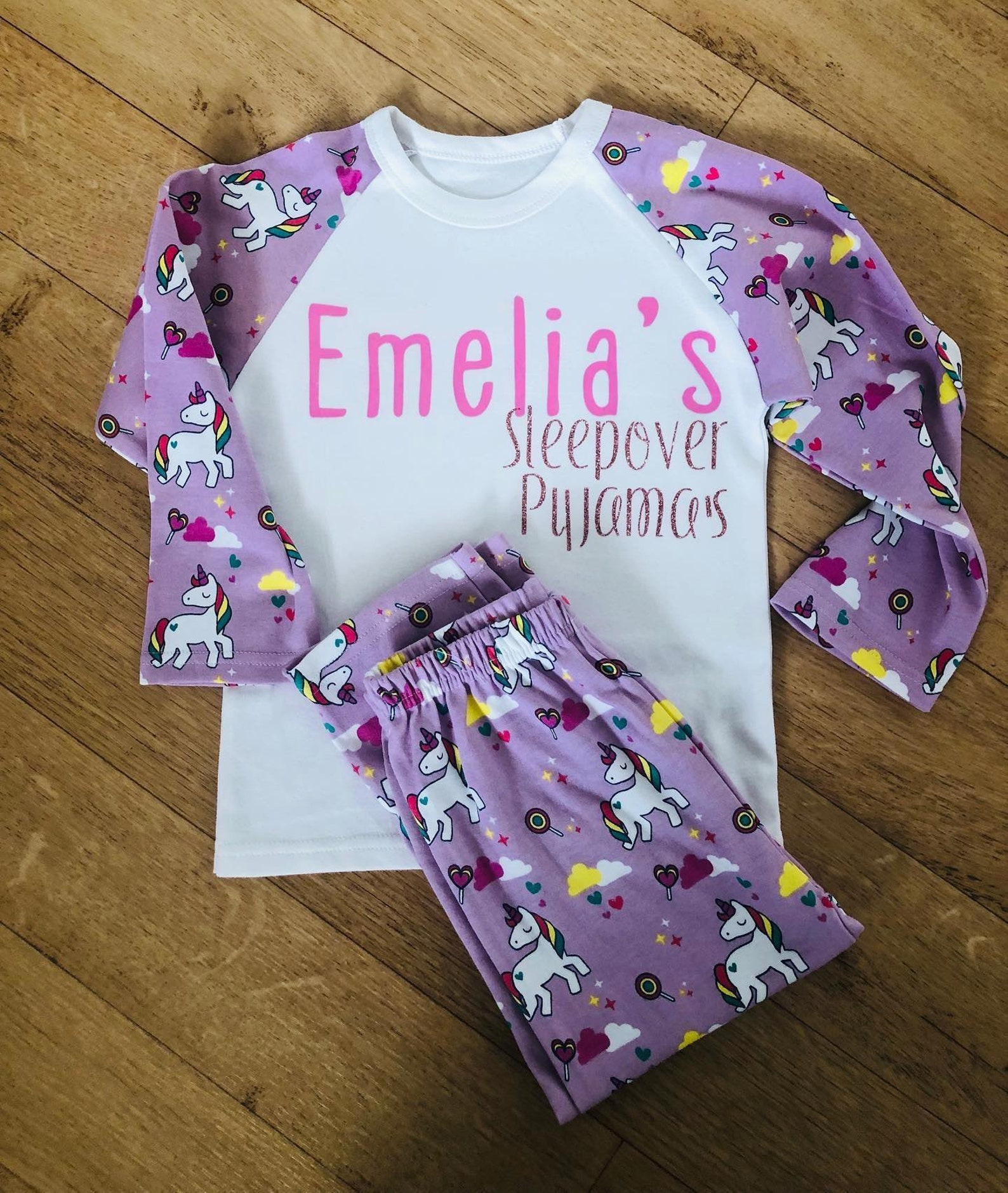 Kids Personalised Name Sleepover Pyjamas Etsy