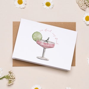 Biglietto d'auguri "Saluti" | Saluti a te | Biglietto pieghevole | Cocktail Rosato | Illustrazione ad acquerello | Busta di carta kraft| DIN A6 | Biglietto d'auguri