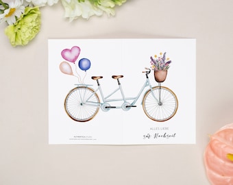 Wedding congratulations card | Congratulations on your wedding | Folding card | Large format B6 | Watercolor illustration as a print | Tandem