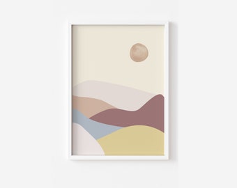 Kunstdruck Pastell Wüste - DIN A5, A4 oder A3 - Abstrakte Kunst, Farbkombination, Abstrakte Wüste - PEFC-zertifiziertes 350 Gramm Papier