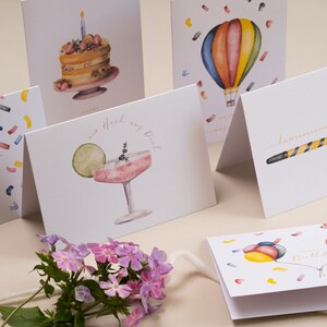 6-teiliges Grußkartenset Konfetti für Dich als Postkarten oder Klappkarten Happy Birthday Geburtstagstorte Ein Hoch auf Dich Bild 6