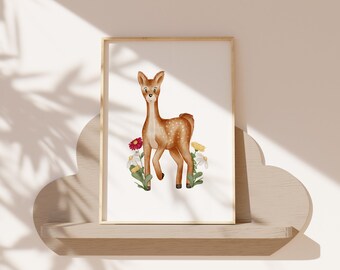 Children's poster forest animals - hedgehog, fox and deer - lovingly designed watercolor illustrations - in a set of 3 or individually - wall decoration for children's rooms