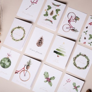 12-er Set Weihnachtskarten Aquarell-Weihnachtsmotive auf - Etsy.de