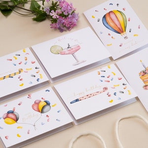 6-teiliges Grußkartenset Konfetti für Dich als Postkarten oder Klappkarten Happy Birthday Geburtstagstorte Ein Hoch auf Dich Bild 1