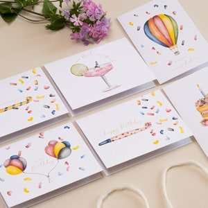 Set di biglietti d'auguri da 6 pezzi "Coriandoli per te" | come cartoline o biglietti pieghevoli | Buon compleanno | Torta di compleanno | Saluti a te