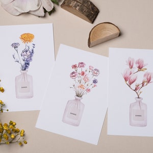 Dankeschön Trio Kartenset, 3 Dankeskarten in floralen Aquarelldesigns, inklusive Kuverts, Klappkarte oder Postkarte DIN A6 Bild 1