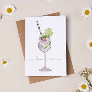 Biglietto di congratulazioni "Menta" | A te | Biglietto pieghevole | Cocktail | Illustrazione ad acquerello | opzionalmente con busta di carta kraft DIN A6