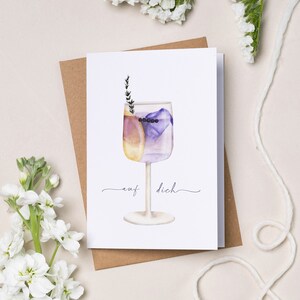 Wenskaart "Purple Sparkle" | Aan jou | Vouwkaart | Cocktail | Aquarelillustratie | met kraftpapieren envelop| DIN A6