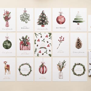 20er oder 10er PREMIUM Weihnachtskartenset | Aquarell-Weihnachtsmotive auf hochwertigem GMUND und Munken Papier | A6 Post- oder Klappkarten
