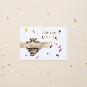 Invitation anniversaire enfant | Ensemble de 5 « Animaux heureux » | Cartes postales DIN A6 | Fête d'anniversaire sur le thème des animaux | Ensemble d'invitations