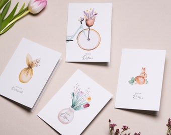 Easter cards in sets or individually, watercolor Easter motifs on environmentally friendly paper, postcards or folded cards including matching envelopes.