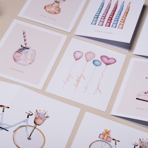 8 x wenskaarten voor elke gelegenheid in een set, 4 x ansichtkaart & 4 x vouwkaart, aquarelmotieven op duurzaam papier, wenskaartenset